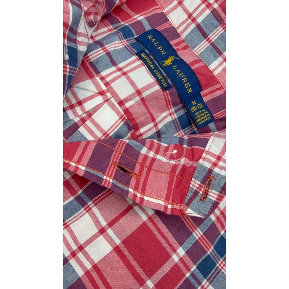 Ralph Lauren Kids Plaid Button Down‎ Shirt Size M (10-12) Red Blue